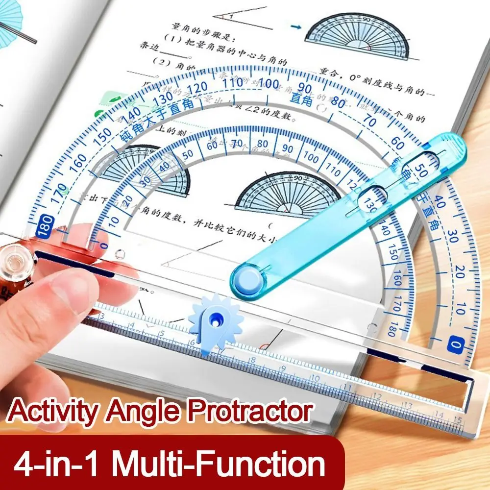 Plastic Bevel Protractor Multi-Function Activity Angle Measuring Ruler Draw Circle Tool Circle/Corner Drawing Tool Stationery