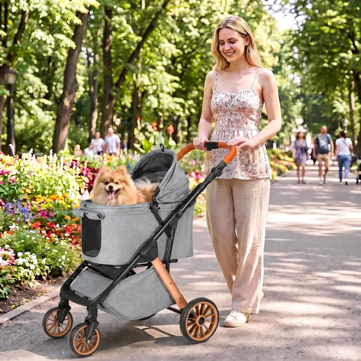 Medium Dog Stroller with One-Click Folding, Holds Dogs Up to 33 Lbs