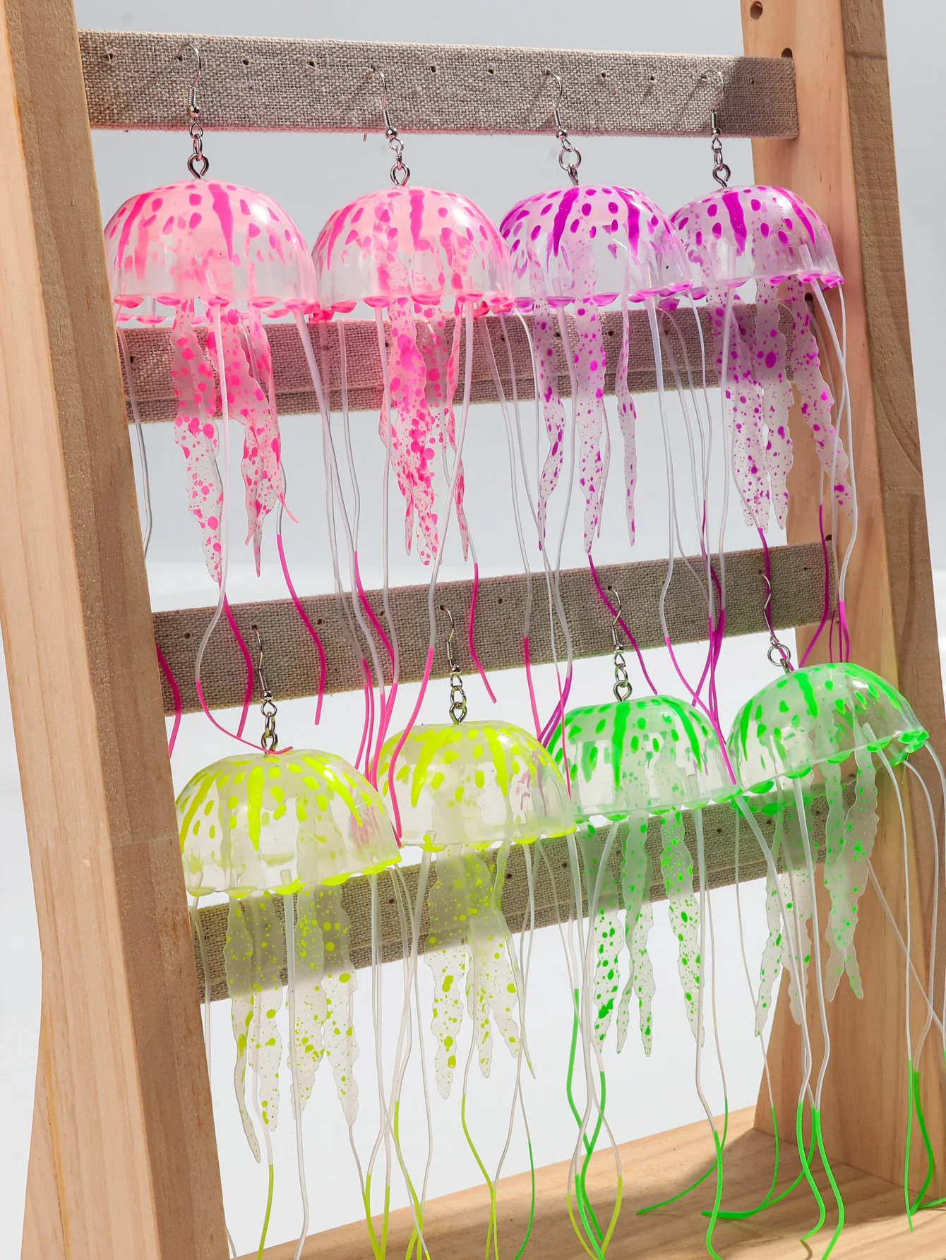 Creative Jellyfish Long Tassel Silicone Earrings for Women Funny UV Glow Ocean Animal Drop Earring Festival Mermaid Jewelry Gift