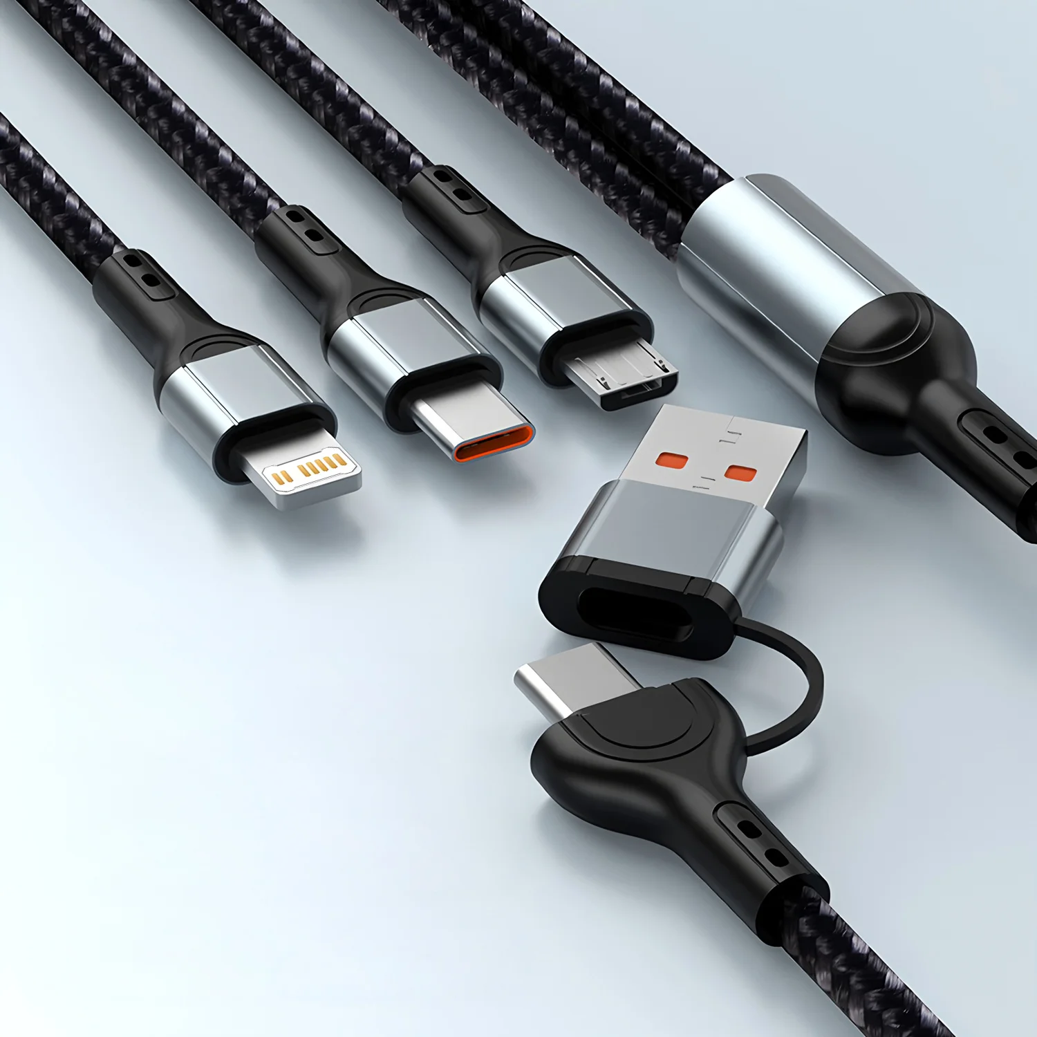 2 In 3 240W 6A Type C Fast Charging Cable For iPhone Samsung Huawei Xiaomi Micro USB Type-C Phone Charger USBC Data Cable