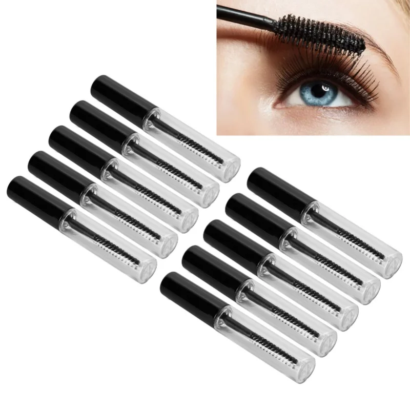 หลอดมาสคาร่าเปล่า 10 ชิ้น ขนาด 1.5 มล. ขนแปรงนุ่มละเอียด แบบเติมได้ ดีไซน์ขวดเปล่าสำหรับมาสคาร่าและขนตา