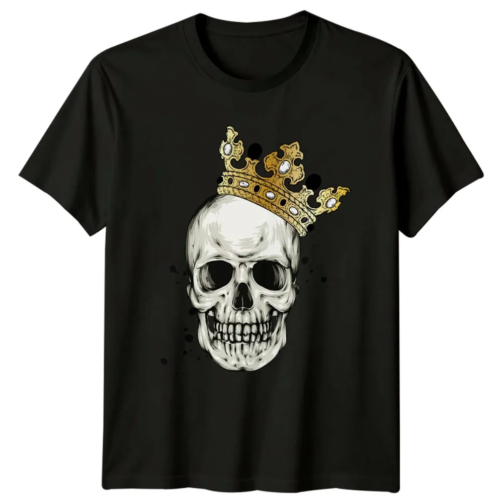Crown Skull Mens T-Shirt Men Womens Daily Life Fashion Tee Unique Design Graphic Unisex Tops Halloween Skeleton King Streetwear