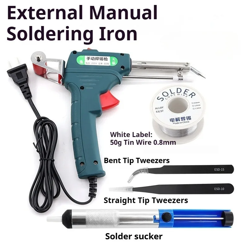 Portable Electric Soldering Iron Gun Set Ergonomic Handheld Soldering Tool Solder Wire Desoldering Pump Electronic Repair Tool