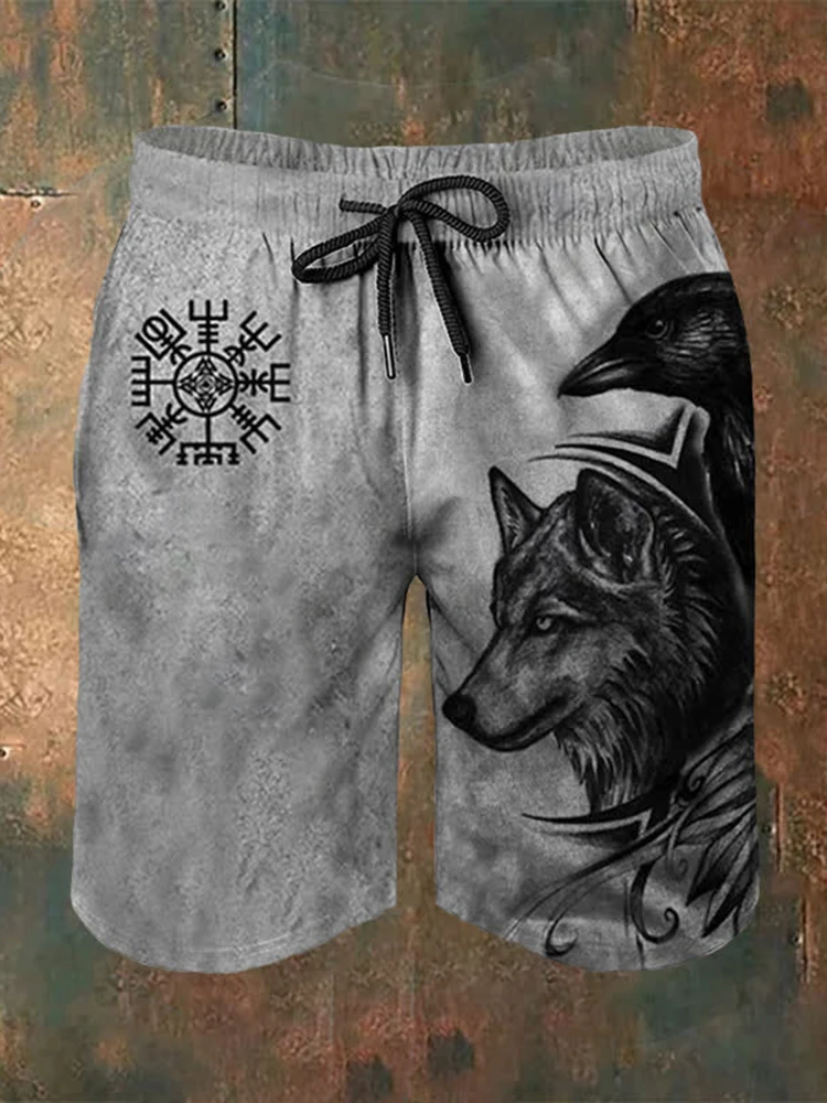 3D Tribal Totem Printed Men's Shorts Summer everyday casual men's fashionable beach pants retro Viking style men's sports shorts