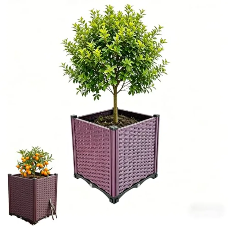 

Deep Root Planter Box Single Unit 15.7×15.7×20.5 in, Heavy Duty Raised Garden Bed, Easy Assembly Plant Container for Home Garde