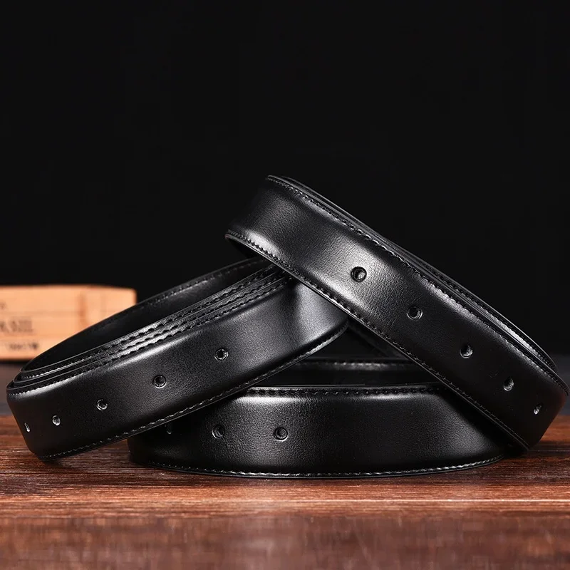 2,4 2,8 3,0 3,2 3,5 3,8 cm Breite Echter Gürtel Keine Schnalle Männer Dornschließe Leder Schwarz Rindsleder Gürtelkörper ohne Schnallenriemen – Detail 5