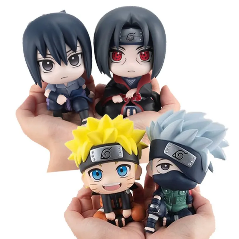 9cm anime naruto figura naruto kakashi figura de ação qversão kawaii sasuke itachi estatueta modelo pvc decoração do carro coleção