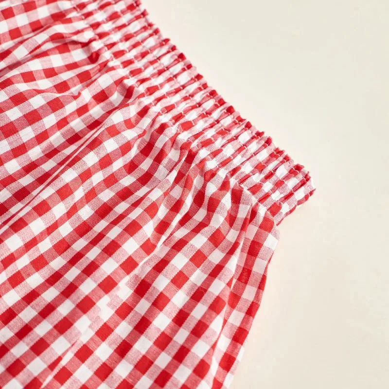 Fashion Pure Cotton Plaid Women's Shorts Casual Underwear Home Use Sexy Slim Fit Wide Leg Pants Breathable Bright Briefs Outdoor