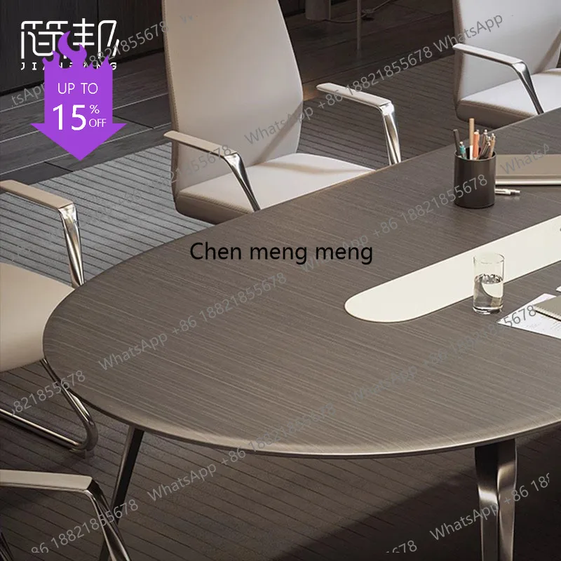 

01A Conference table Italian minimalist light luxury high sense meeting oval environmental protection negotiation table