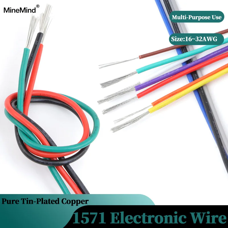 1571 Electronic Wire 16~32AWG Flexible Cable PVC Insulated Tin-plated Copper Environmental LED Line DIY Cord 5/20/100M