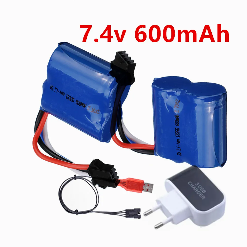 SM-4P Plug 7.4V 600mAh 18350 Li-ion Battery For HJ808 HJ813 HJ815 UDI 001 UDI001 HQ960 Remote Control High-speed Boat Battery