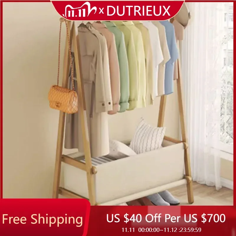 

Wood Shelfs Clothes Rack Minimalist Floor Bedroom Stand Closets Clothing Rack Nordic Modern Arara De Roupa Home Furniture