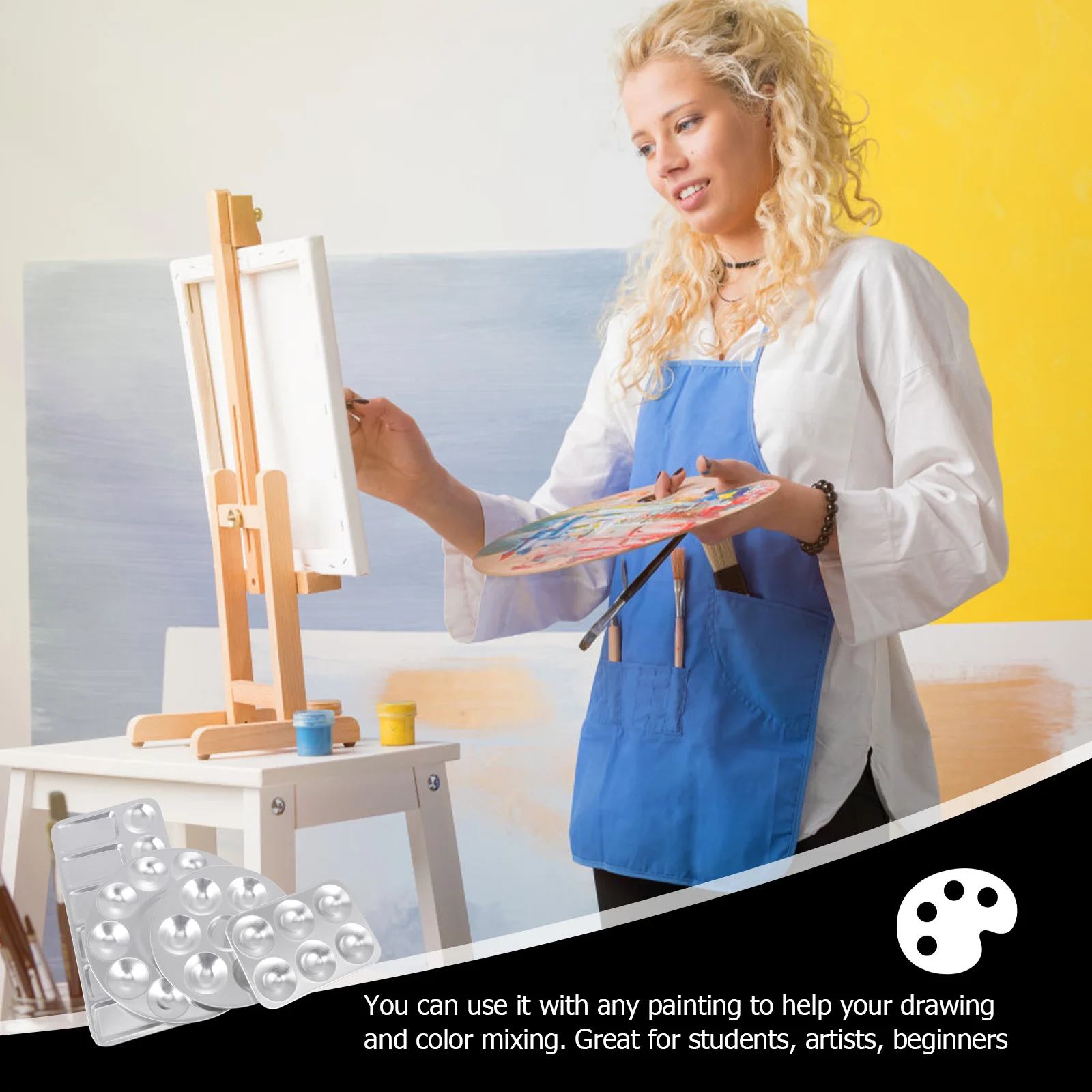 

4Pcs Sturdy Aluminium Pallets Smooth Surface Gouache Color Tray Portable Storage for Painting Drawing Pigment Mix Artist