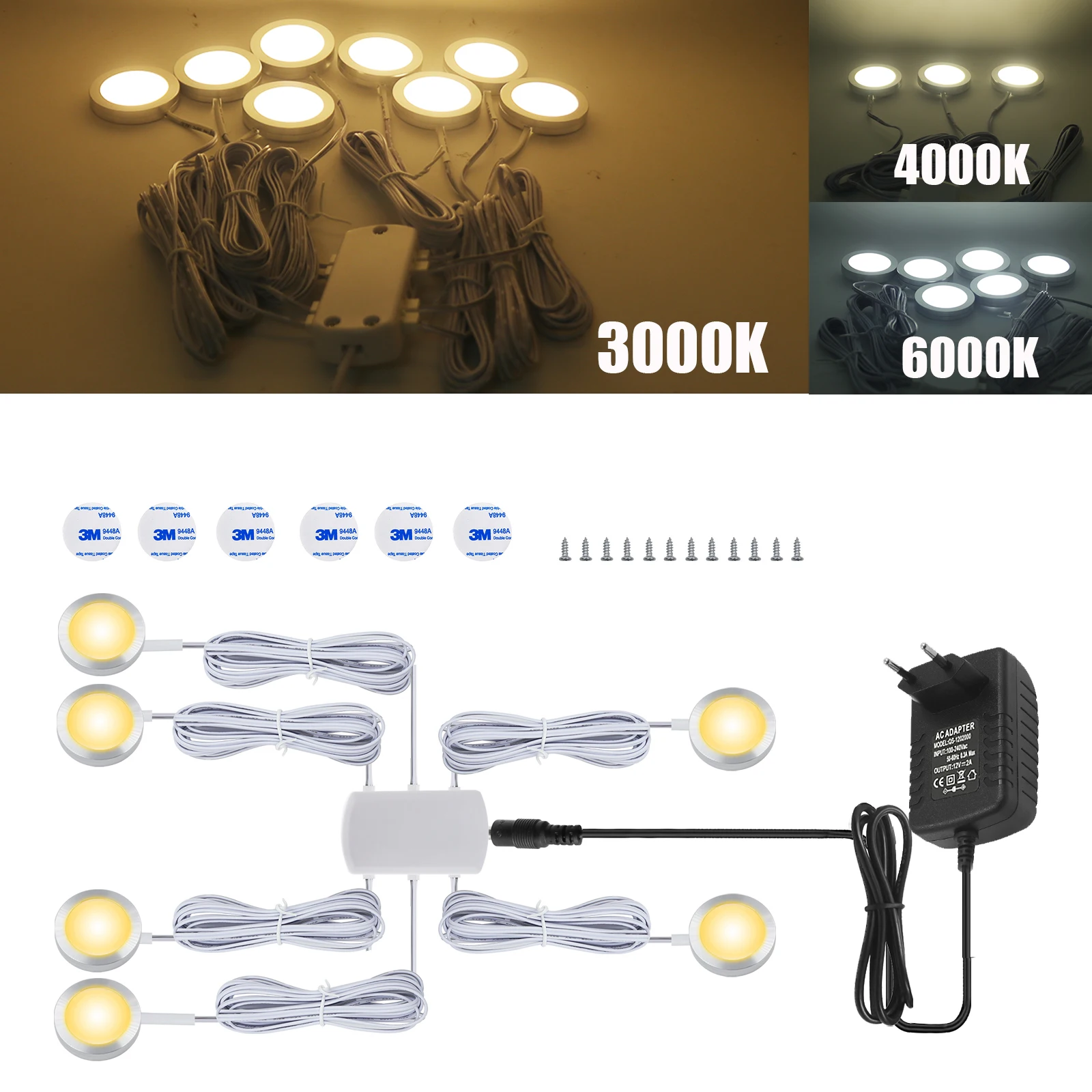 DC12V Dimmerable Ultra-thin Round Cabinet Light With RF Remote 3000K 4000K 6000K Showcase Wardrobe Cupboard Decor Led Night Lamp