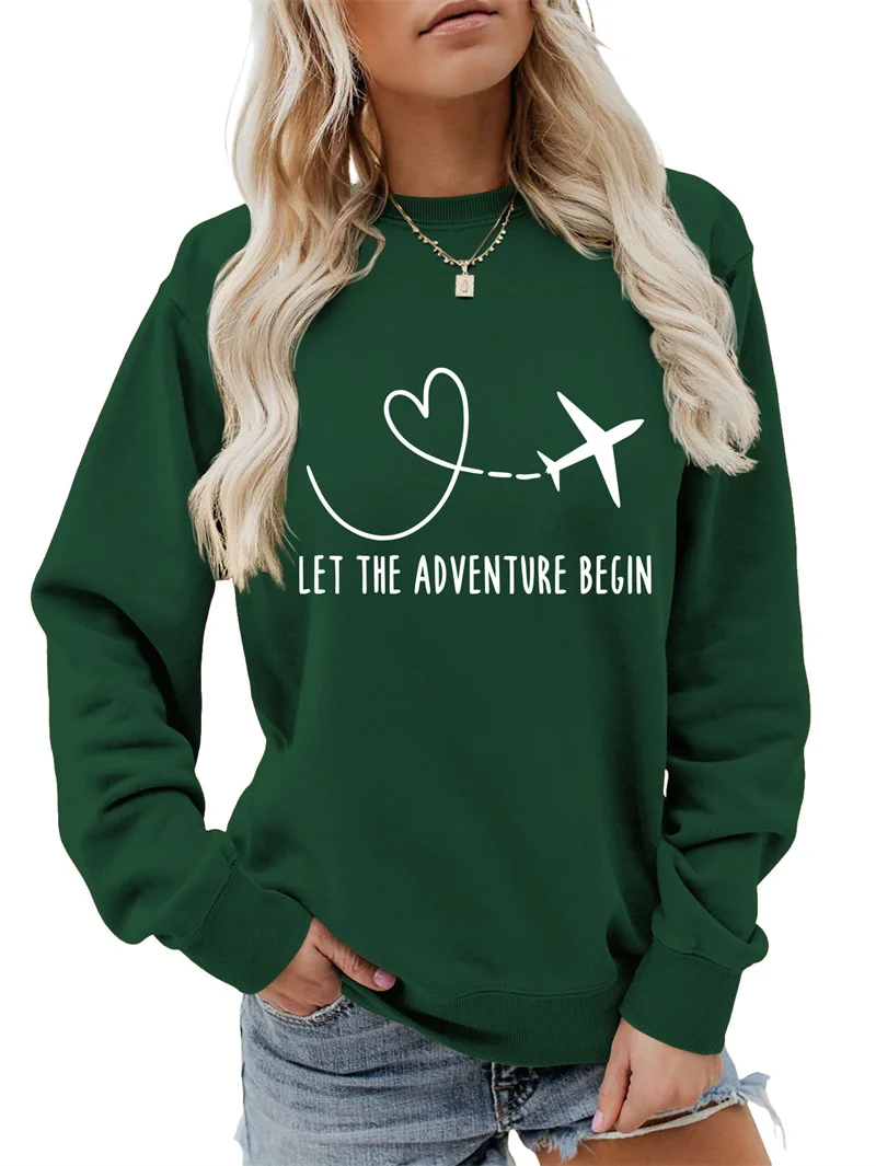 New autumn and winter cotton women's personality simple LET THE ADVENTURE BEGIN letter print comfortable hoodie