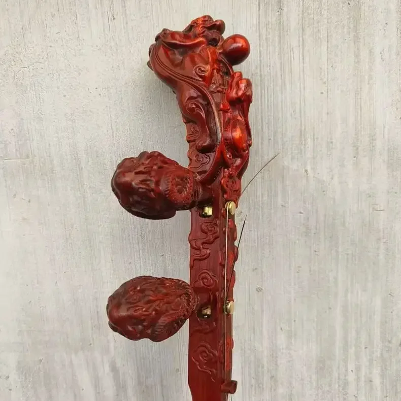 Red sandalwood bamboo (beads) newspaper (leopard) Ping An wooden scoop professional Henan opera Banhu full red