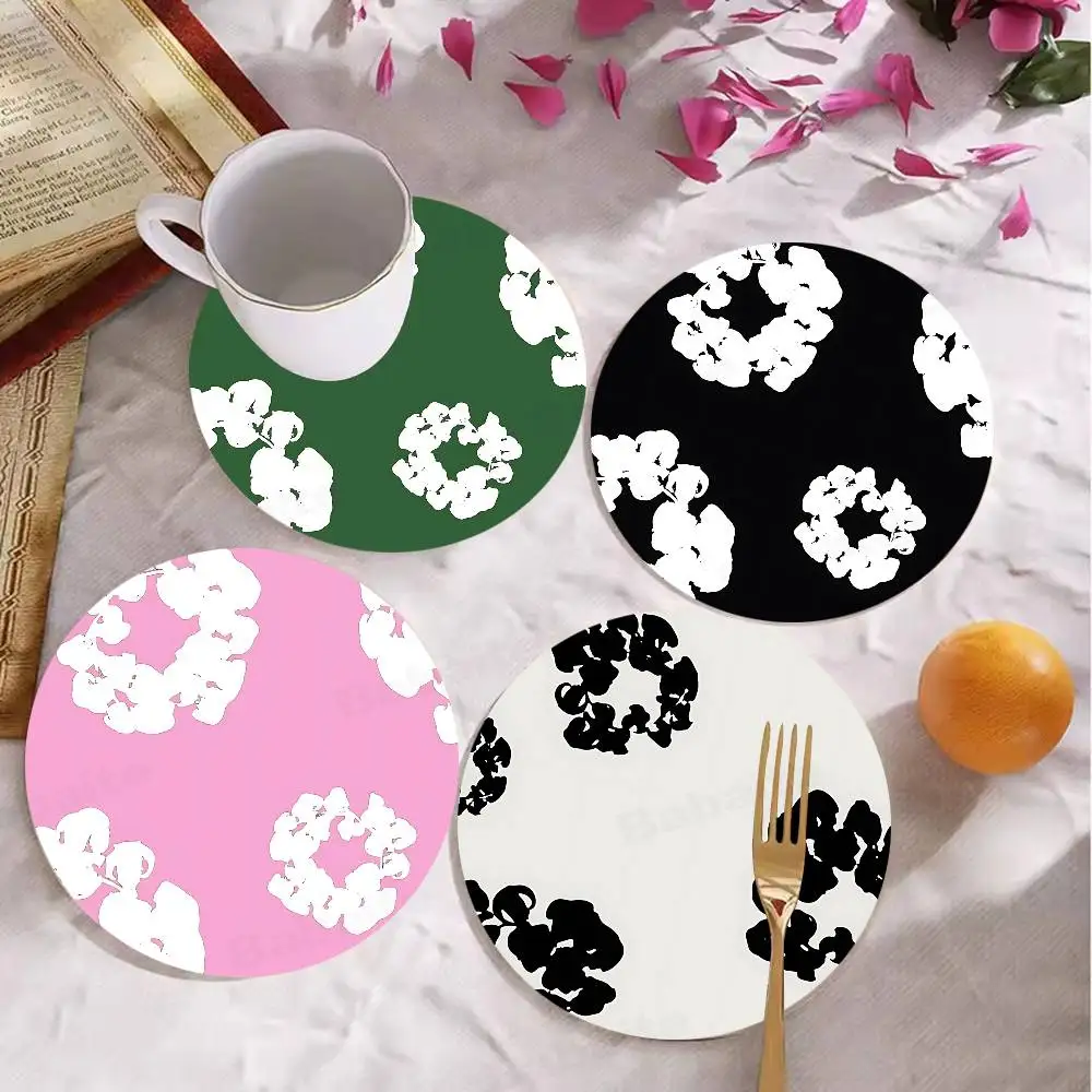 Brand D-Denim T-Tears Round Coasters Insulated Durable Cups Coffee Coaster Plate Mats Home and Decoration Kitchen Utensils