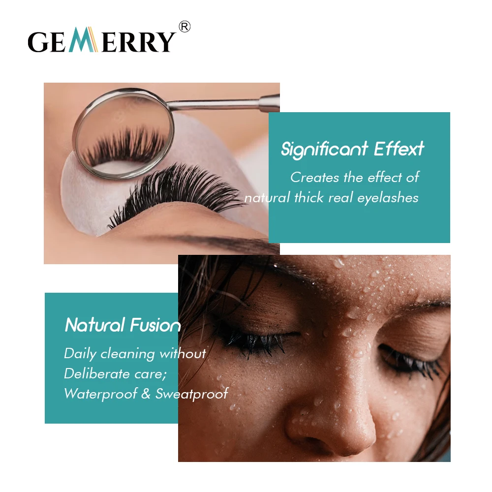 Gemerry Eyelash Extension Glue, secagem rápida adesivo, impermeável duradoura, enxerto Lash Glue, sem ferramentas de maquiagem irritantes, Nail No