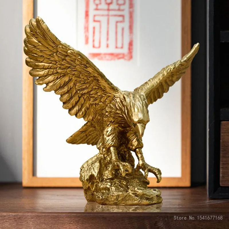 

Dapeng Spreads Wings Eagle Model Sculpture Home Decoration Living Room Feng Shui Shop High End Decoration Golden Eagle Decor 1Pc