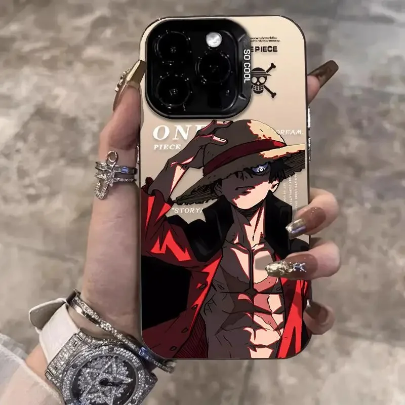 

Luxury Cute Cartoon O-One P-Piece Luffy phone Case For iPhone 11 12 13 14 15 16 17 Pro Max Plus 3D Anime Luffy shockproof Cover