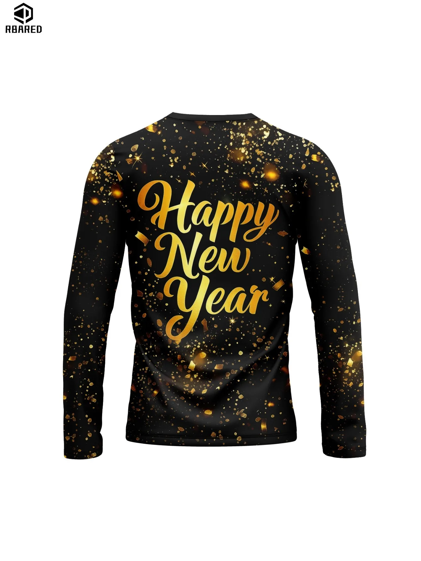 تي شيرت رجالي بأكمام طويلة مطبوع ثلاثي الأبعاد يسمح بمرور الهواء مريح 2026 سنة جديدة سعيدة