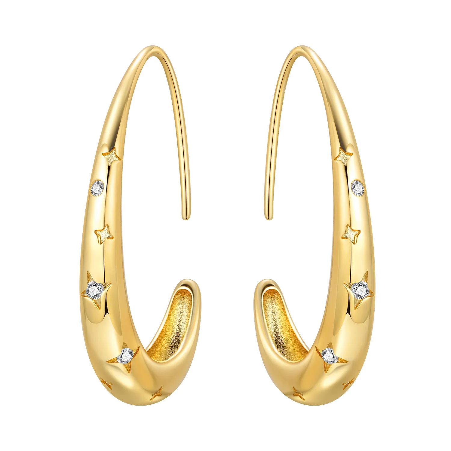 

PANPOKI 925 Sterling Silver 18k Gold Minimalist Oval Earrings Silver Hoop Earrings For Women Jewelry Original Party Gifts