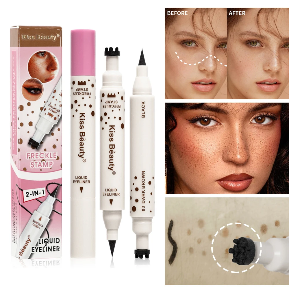 液体エアクッションそばかすスタンプペン 6 点ヘッドそばかすナチュラルシミュレーションフェイクドットアイライナーペン防水持続メイク