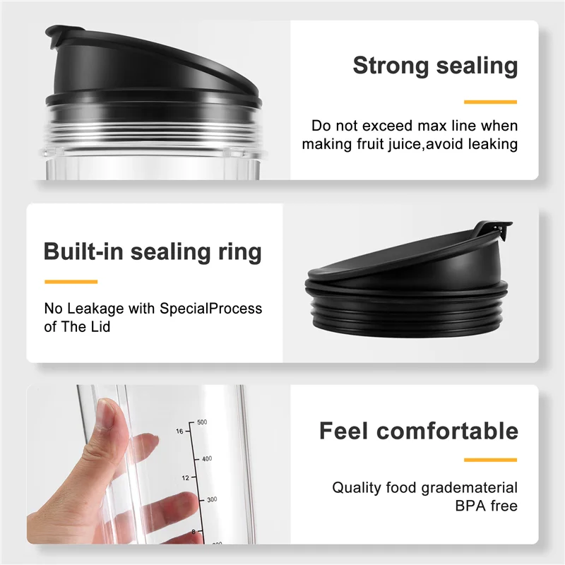 A94E-24OZ Replacement Cups Compatible For Ninja Nutri BN401, BN701, SS101, BN400, BN800, BN801 Blender