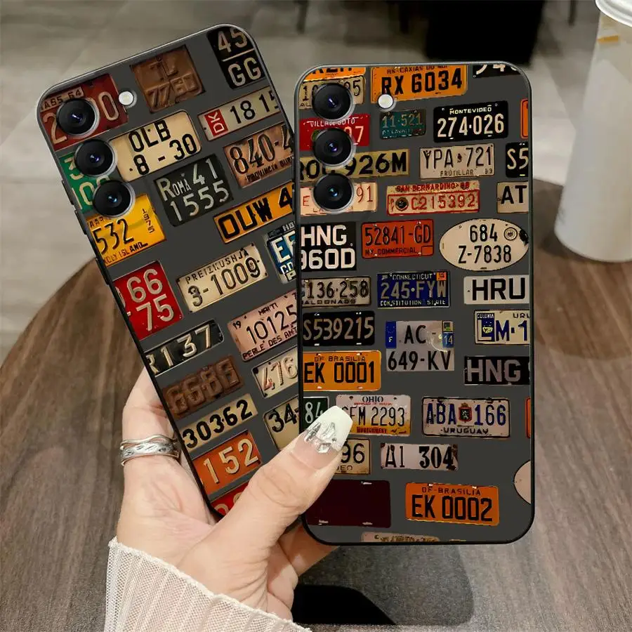 Case for Samsung Galaxy A24 A55 A32 A36 A22 A52 A41 A25 A71 A26 A72 A51 A73 A23 A53 A35 Black Soft Phone Cover Retro License