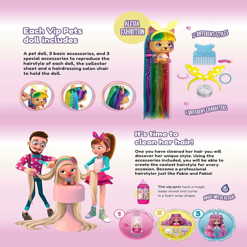 VIP Pets Long Hair Doll Surprise Toy for 9+ Surprises Inside DIY Hair Styling Fashion Pet with  Collectible Toy view 5