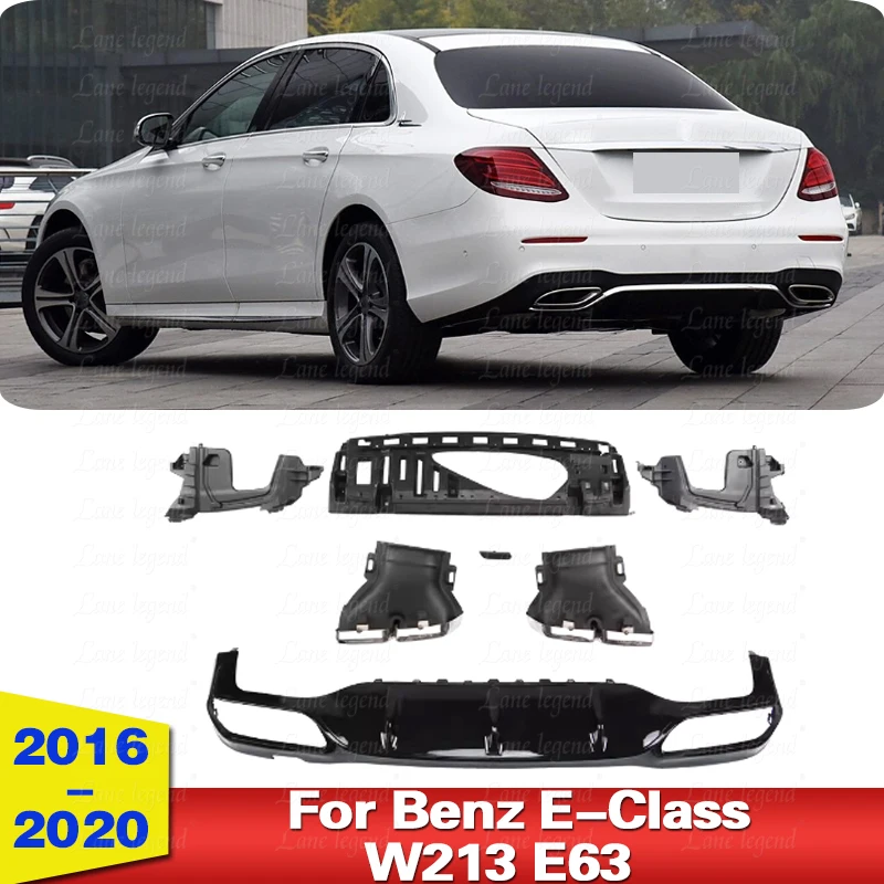 

Стильный диффузор для заднего бампера Mercedes-Benz W213 AMG 2016-2020 E63 с наконечниками выхлопных газов глянцевый черный