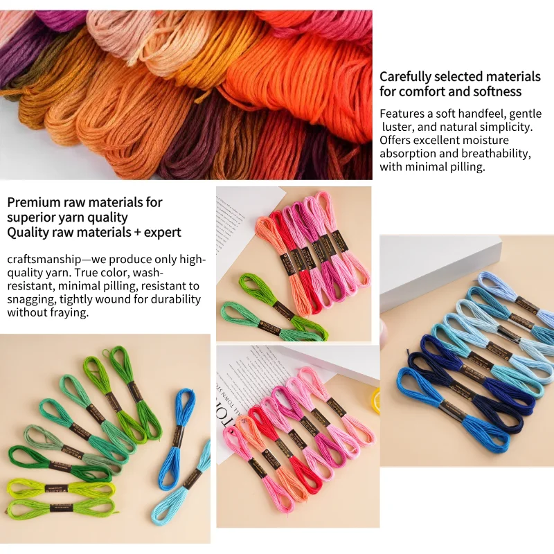 100/447Pcs Multicolor Embroidery Thread Cross Stitch Floss Kit DIY Sewing Tool Cotton Skeins-Embroidery Punch Needle Combo Set