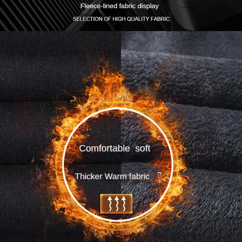Wthinlee Brand Brushed Jeans Winter Jeans Men Slim Fit Stretch Thick Velvet Pants Warm Jeans Casual Fleece Trousers Male - Image 5