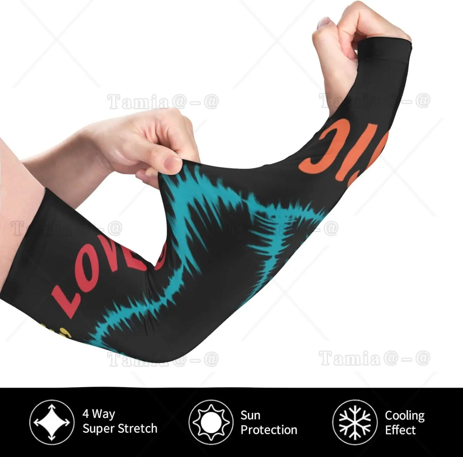 Peace Love And Music Peace Arm Sleeves Protection Uv Soleil Unisexe Sport Manchons en soie glacée
