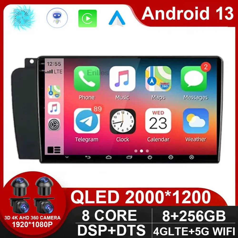 Android 13 For Volvo XC70 V70 S60 2000 – 2009 Radio Unit CarPlay Auto Multimedia Player Touchscreen Navigation Stereo NO DVD