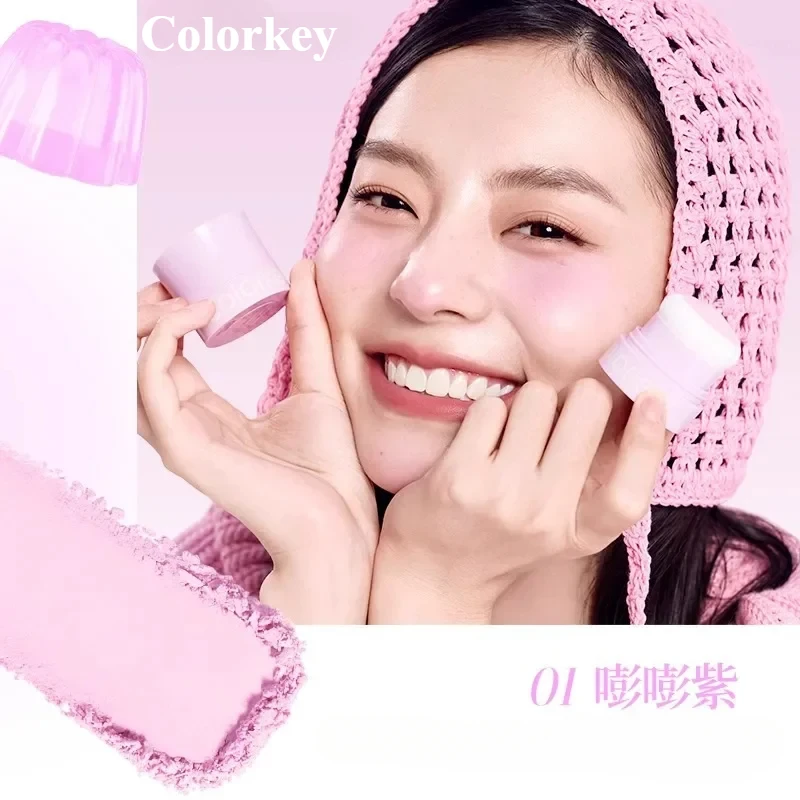 Colorkey เครื่องสําอางพุดดิ้ง Blusher Puffy สีไม่ง่าย Fly Powder Natural Brighten Contouring Cheek แต่งหน้ายาวนาน