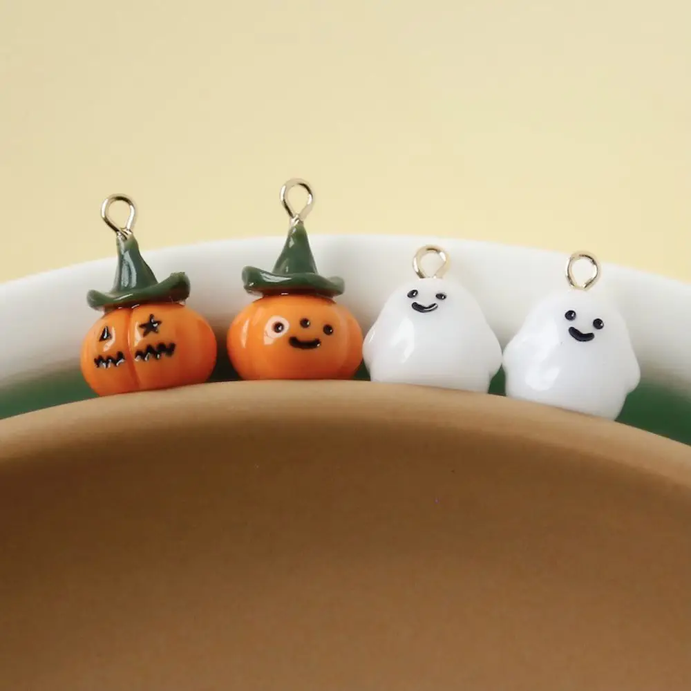 Halloween New Kawaii Pumpkin Ghost Resin Pendant Handmade DIY Jewelry Making Material for Necklace Bracelet Keychain Earrings