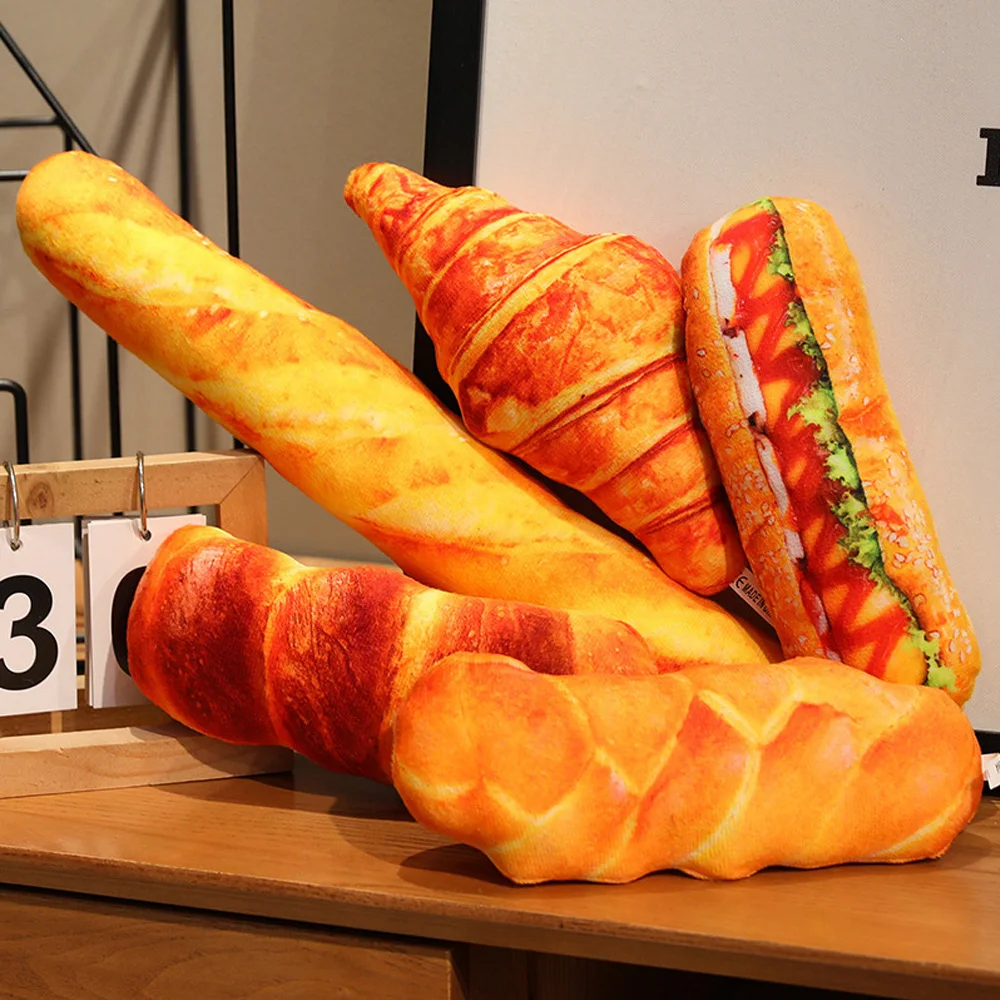 

BakeryFun Plush Toys Hotdog Croissant Baguette Twist Bread Pillows Simulated Pastry Cushion Creative Gifts for Girls Room Decor