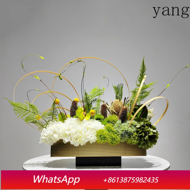 

Yjq simulation flower art ornament metal flower ware entrance dining table hotel front desk tea table decoration