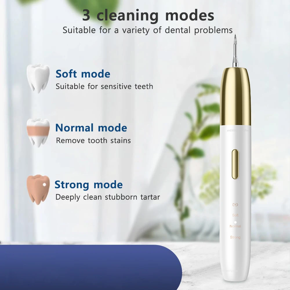 Ultrasonic Dental Scaler Teeth Tartar Eliminator and Dental Plaque Calculus Remover Dental Scaling Tartar Removal Tooth Cleaner