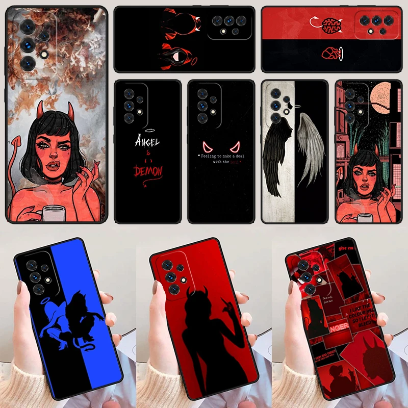 

Devil Angel Coque For Samsung Galaxy A52 A72 A73 A20e A21S A50 A70 A11 A12 A42 A31 A40 A51 A71 A32 A80 A91 Phone Case Cover