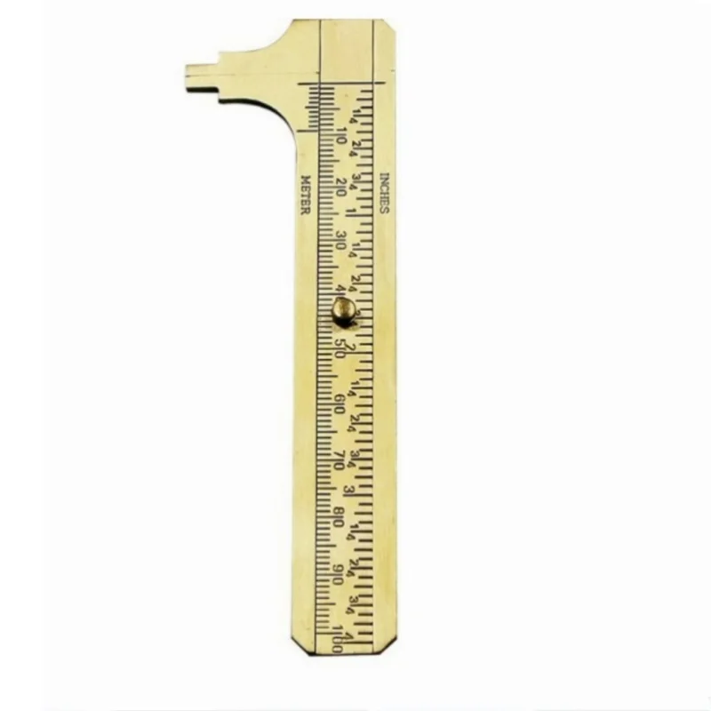 Retro Vernier Caliper Copper Alloy Mini Brass Sliding Pocket Caliper Metal Double Scale Mini Brass Ruler for Measuring 100mm