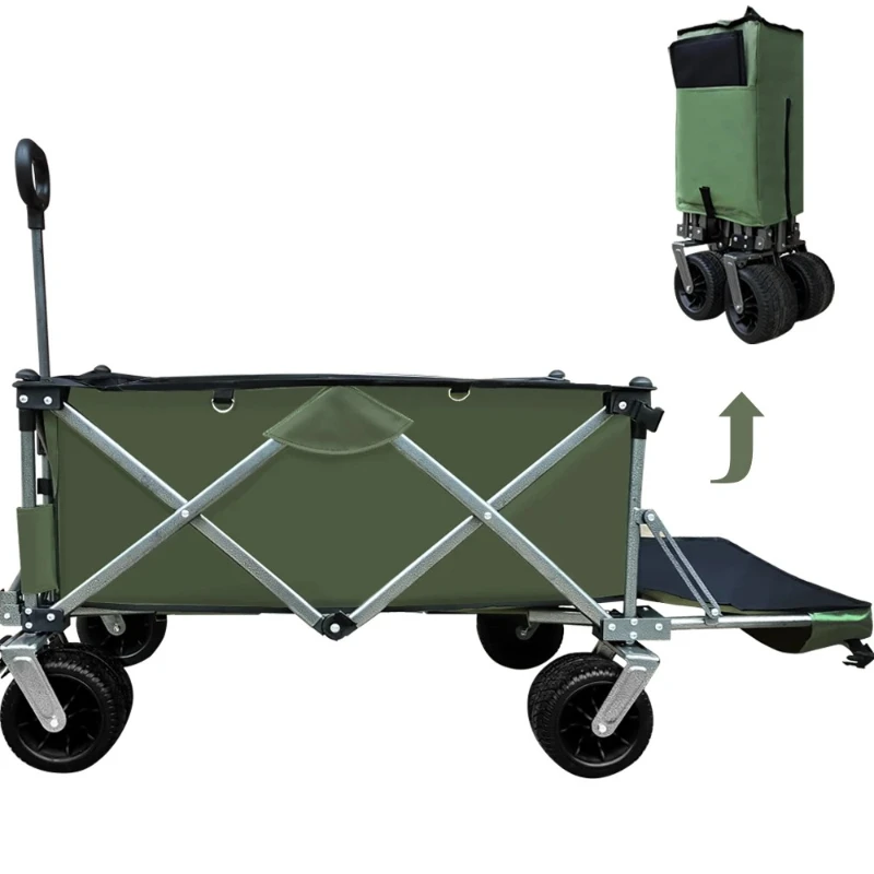 Folding ATV camping and beach folding wagons with top tables