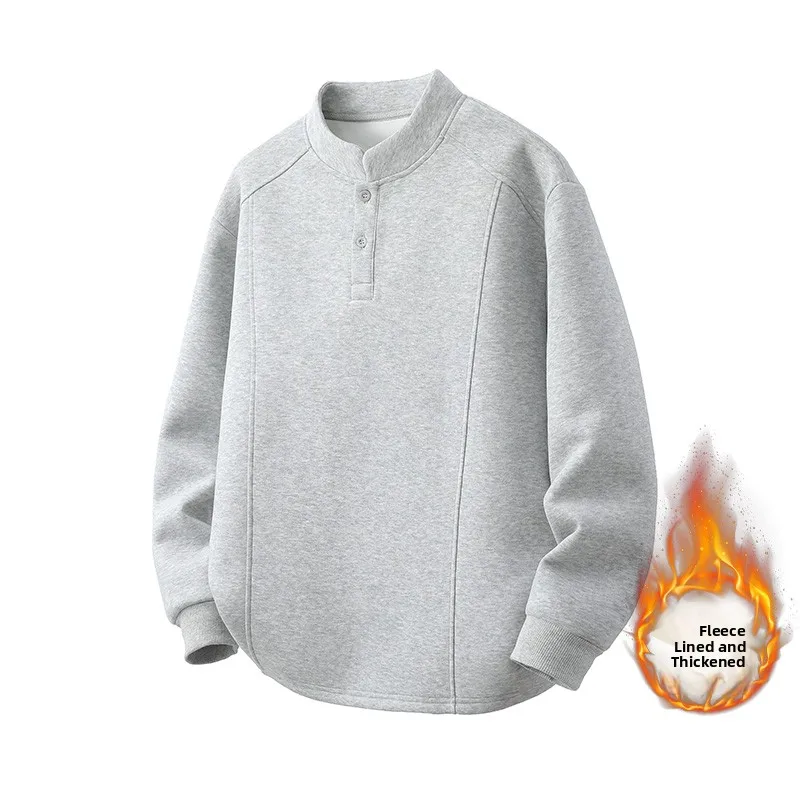 

Men's Thiened Fce Lined Oversized Hoodie Long Sve Patchwork T-irt Warm Breathable Casual Base irt Autumn Wear