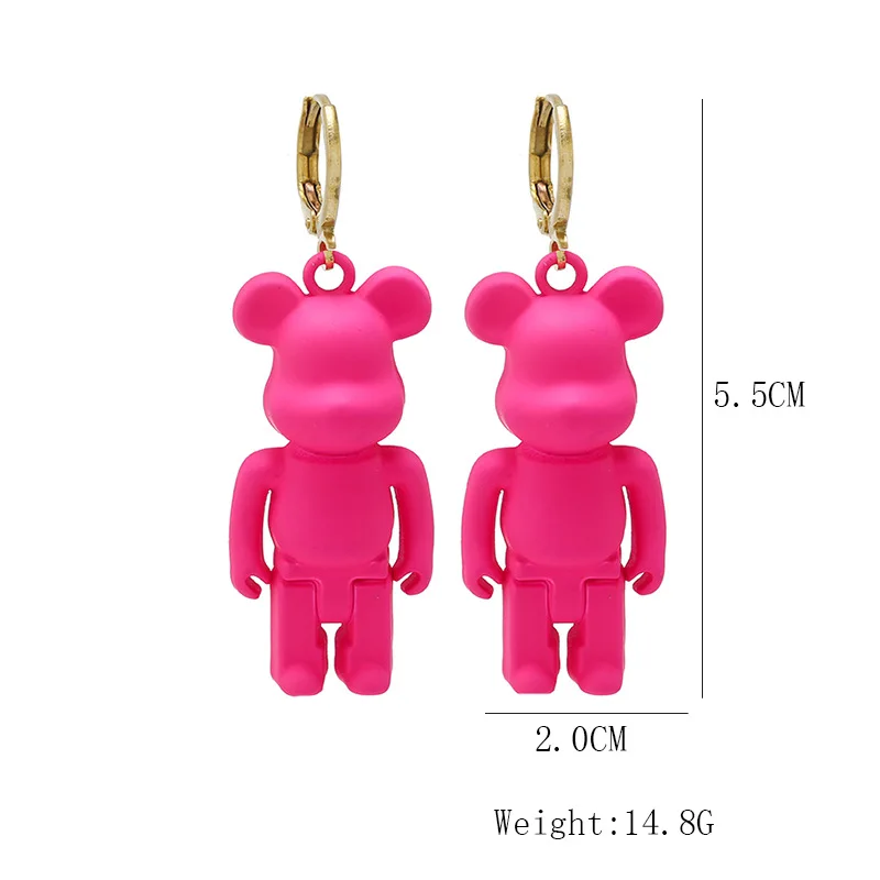 Creative Cute Candy Colorful Animal Gummy Bear Earrings Minimalism Cartoon Design Female Ear Hooks Danglers Jewelry Kids Gift
