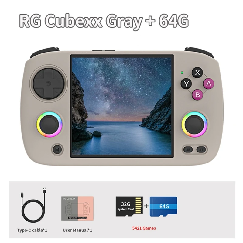 RG Cubexx Retro Handheld Games Console 32G+64G RGB Joystick Video Gaming Player Supports WIFI Bluetooth