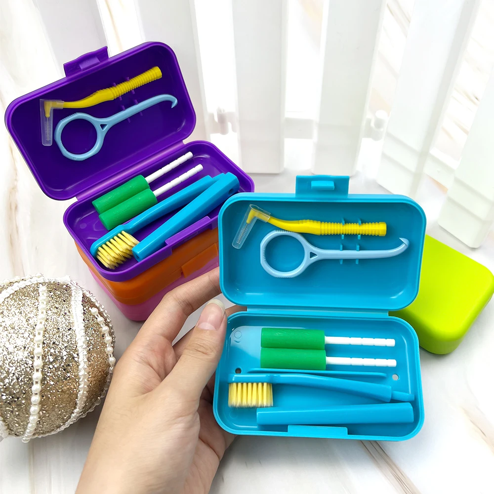 Kit de cuidado Dental para ortodoncia, cepillo de dientes Interdental plegable de viaje, Chewies alineador de cepillos, gancho de extracción,