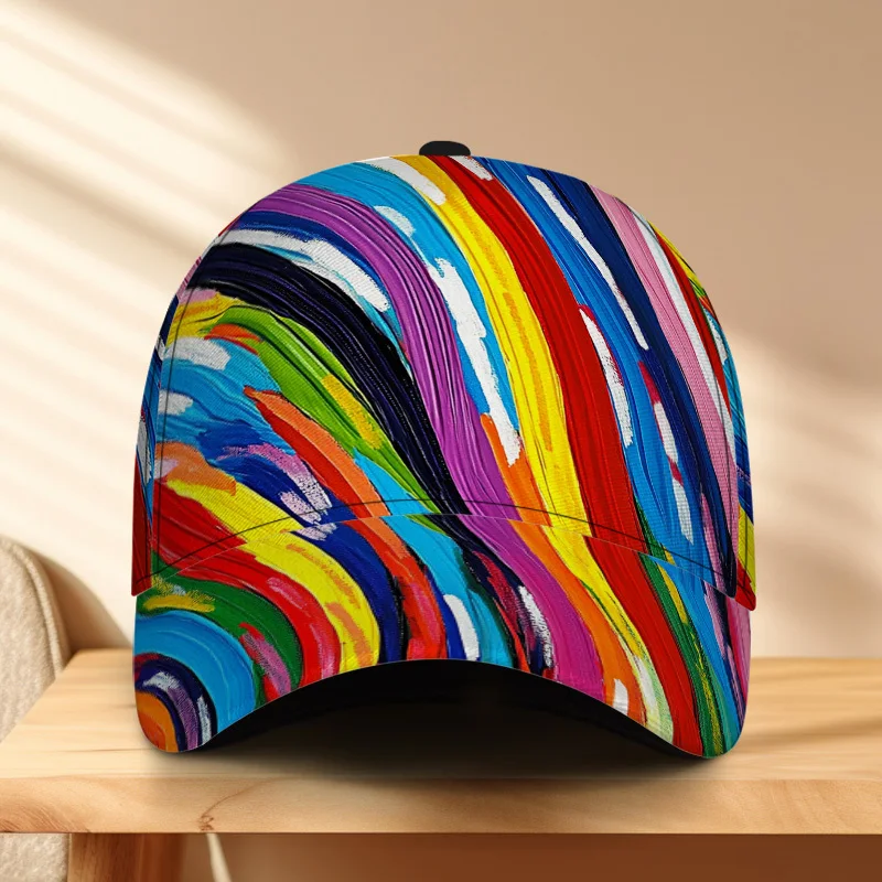 One Colorful Wave Pattern Classic Baseball Cap a Comfortable Adjustable Duckbill Hat Great for Everyday Use And for Family