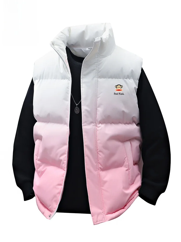 

PaulFrank adient Thiened Cotton Vest Men's Winter Warm Stand Collar Jaet Large Mouth Monkey Casual Faion Outerwear