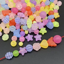 Various Shapes Candy Colored mixed color Frosted Matte Acrylic Beads For Jewelry Making Bracelet Necklace Diy Accessories